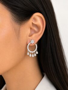Floral Dangle Hoop Earrings
