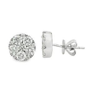 Round Diamond Cluster Earrings