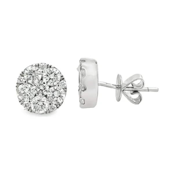 Round Diamond Cluster Earrings