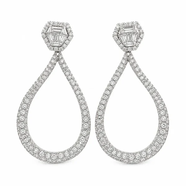 Teardrop Diamond Drop Earrings