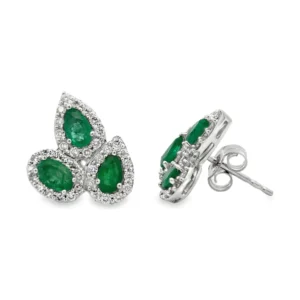Emerald Diamond Cluster Earrings