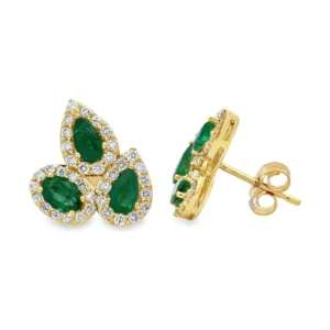 Pear Emerald Cluster Earrings