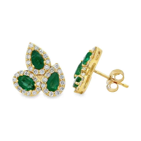 Pear Emerald Cluster Earrings