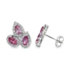 Pink Gemstone Halo Earrings