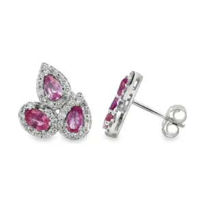Pink Gemstone Halo Earrings
