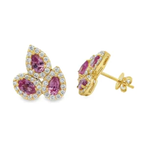 Pear Cluster Halo Earrings