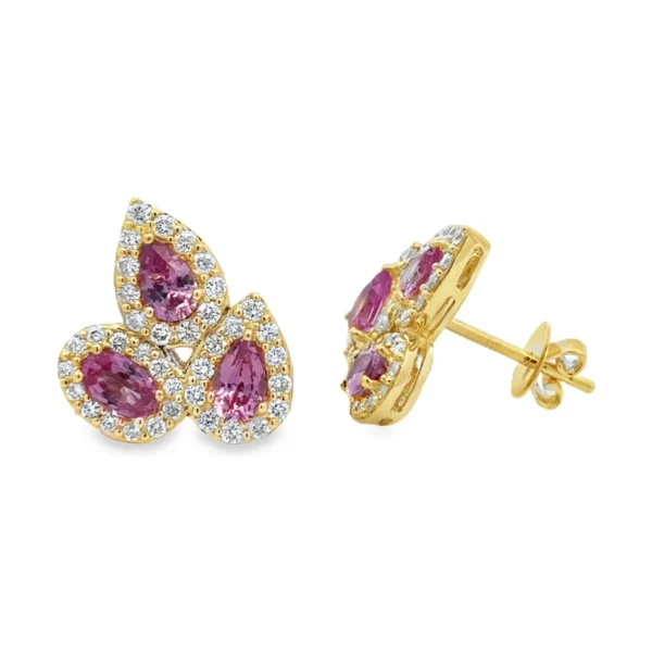 Pear Cluster Halo Earrings