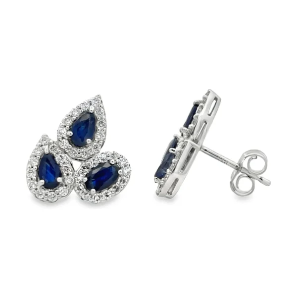 Pear Sapphire Halo Earrings