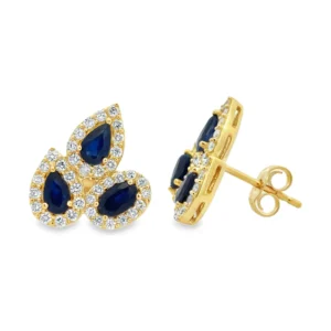 Pear Sapphire Halo Earrings
