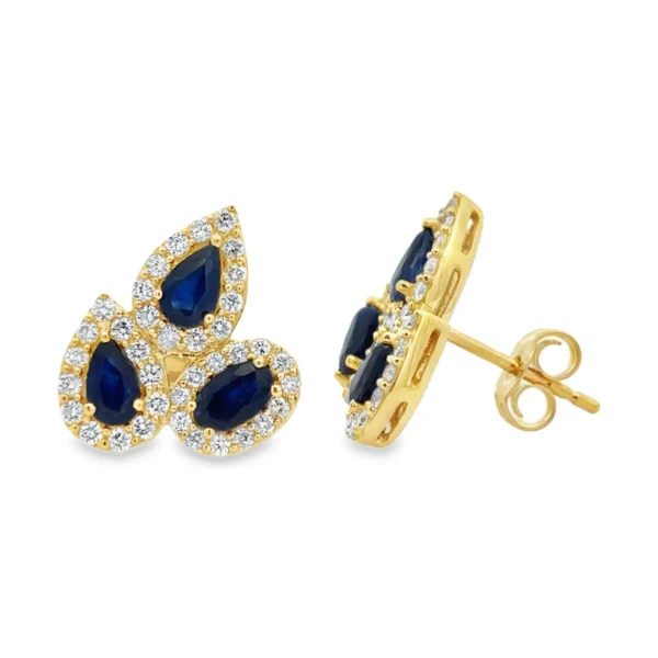 Pear Sapphire Halo Earrings