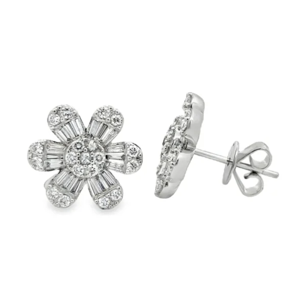Floral Diamond Stud Earrings