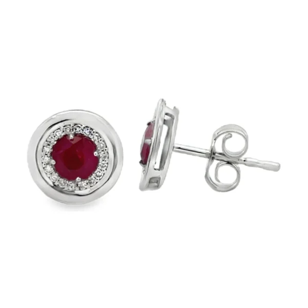 Ruby Halo Stud Earrings