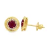 Ruby Halo Stud Earrings