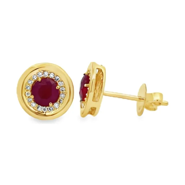 Ruby Halo Stud Earrings