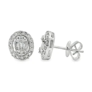 Oval Halo Stud Earrings