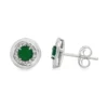 Emerald Diamond Halo Earrings