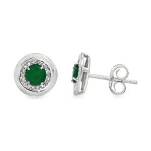 Emerald Diamond Halo Earrings