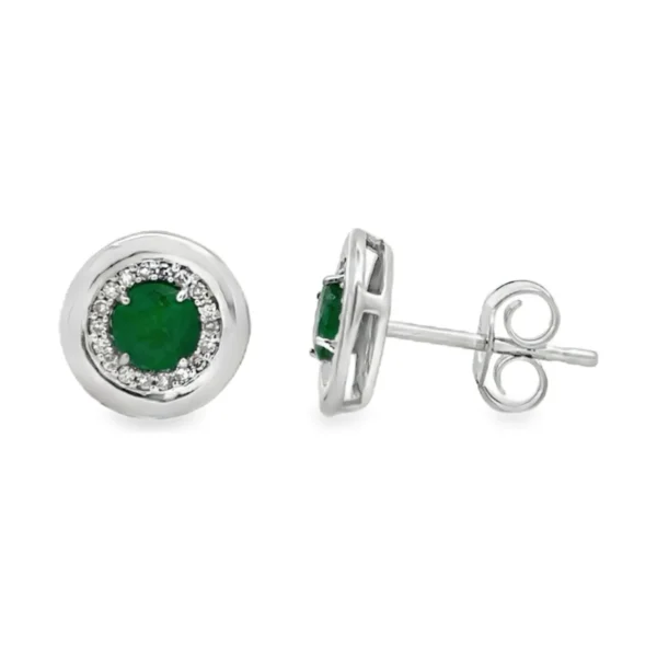 Emerald Diamond Halo Earrings