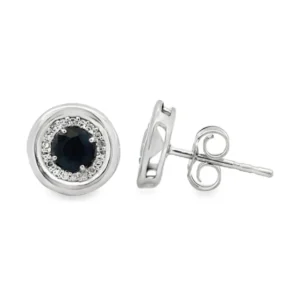 Sapphire Halo Stud Earrings