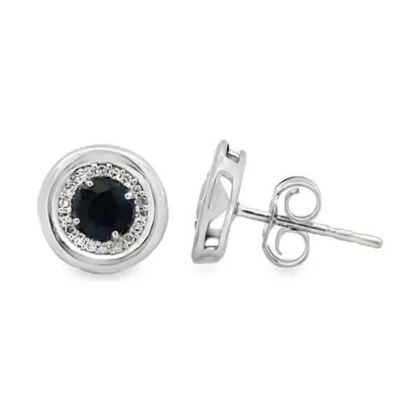Sapphire Halo Stud Earrings