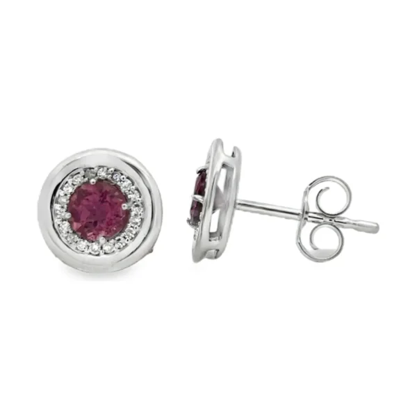 Tourmaline Halo Stud Earrings