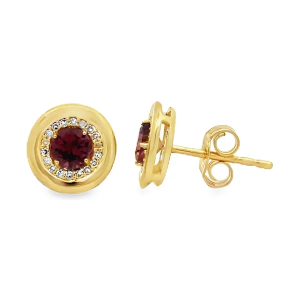 Tourmaline Halo Stud Earrings