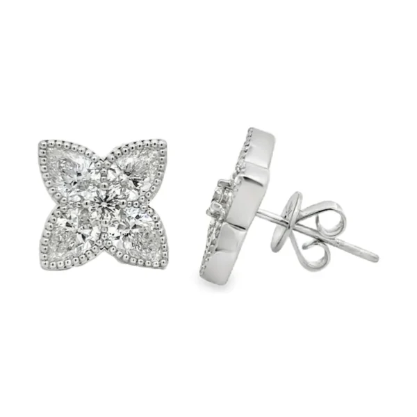 Floral Diamond Stud Earrings