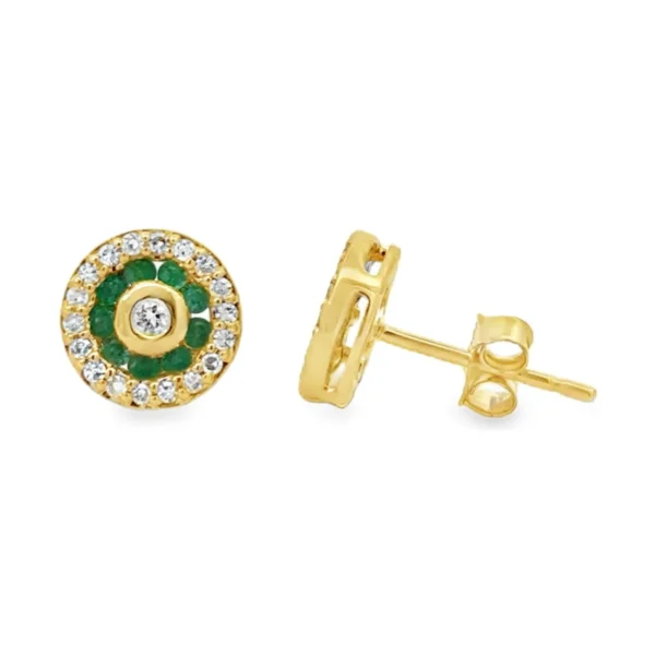 Emerald Halo Stud Earrings