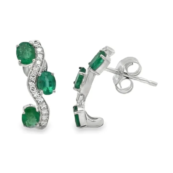 Emerald Curved Drop Earrings