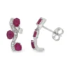 Oval Ruby Curved Earrings