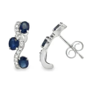 Sapphire Diamond Wave Earrings