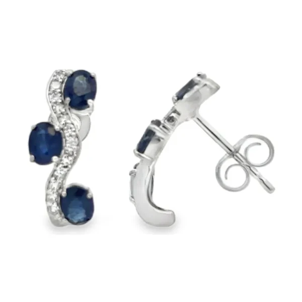 Sapphire Diamond Wave Earrings