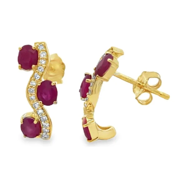 S-Curve Ruby Drop Earrings