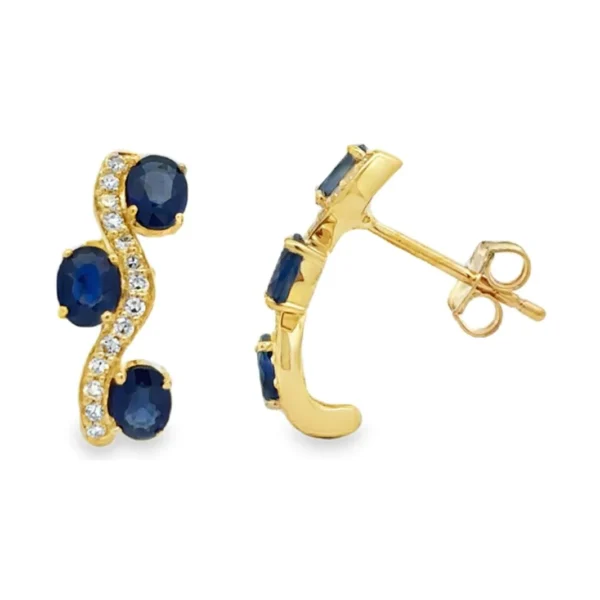 Sapphire Diamond Wave Earrings