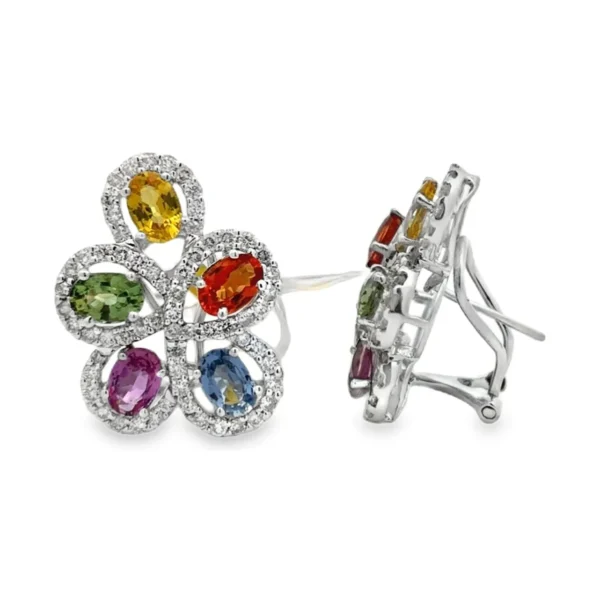 Floral Gemstone Diamond Earrings