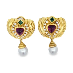 Heart Gemstone Drop Earrings