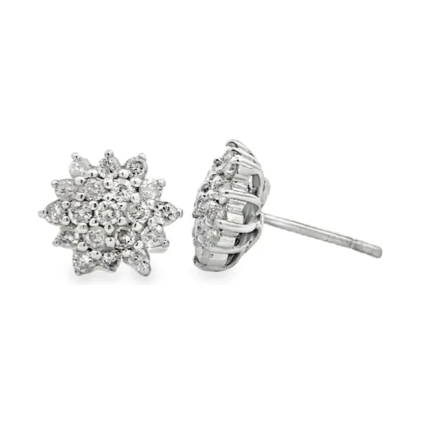 Diamond Cluster Stud Earrings