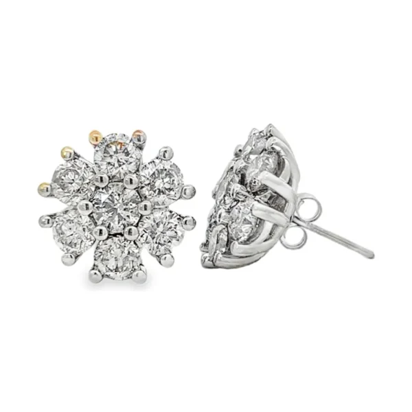 Diamond Cluster Stud Earrings