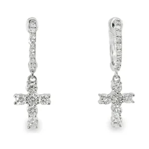 Diamond Cross Huggie Earrings