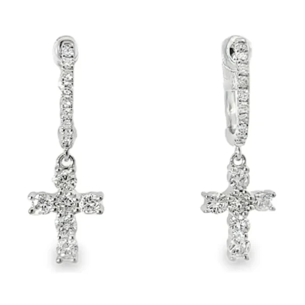 Diamond Cross Huggie Earrings