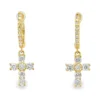 Diamond Cross Drop Earrings