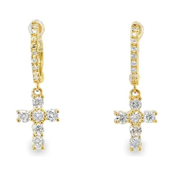 Diamond Cross Drop Earrings