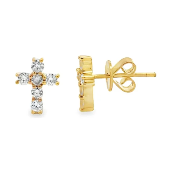 Diamond Cross Stud Earrings
