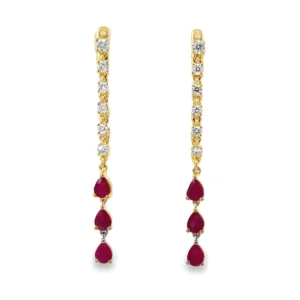 Ruby Drop Linear Earrings