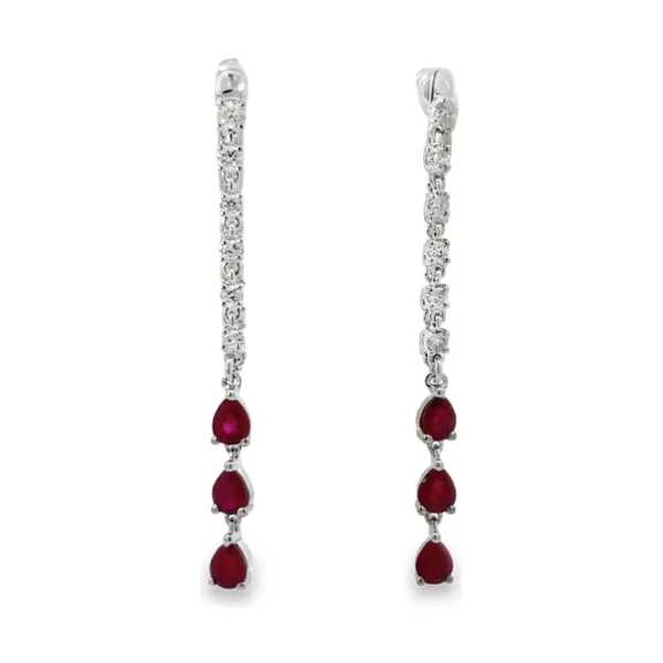 Ruby Drop Linear Earrings