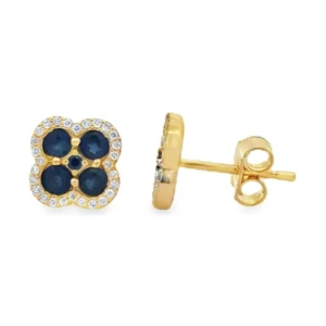 Sapphire Clover Stud Earrings