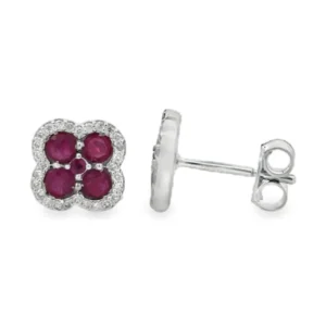 Clover Ruby Diamond Earrings