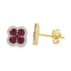 Floral Ruby Diamond Earrings