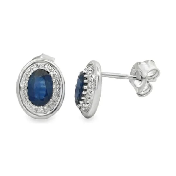 Oval Sapphire Halo Earrings