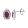 Oval Ruby Halo Earrings